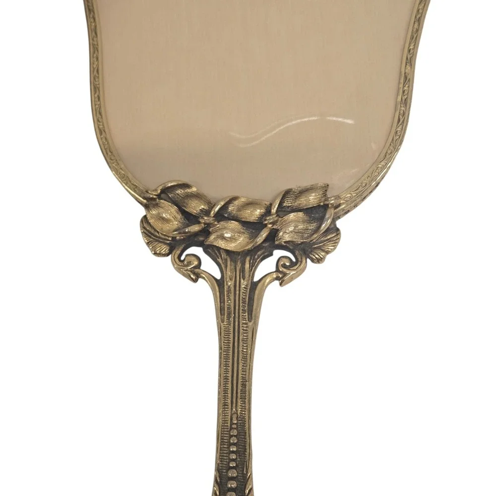 Antique 24kt Gold-Plated‎ Vanity Dresser Set with Hand Mirror and Brush